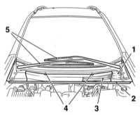  Снятие и установка элементов панели обтекателя ветрового стекла Opel Astra