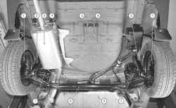 Основные агрегаты автомобиля Chevrolet Lanos (вид снизу сзади)