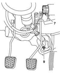  Снятие и установка педали тормоза Saab 95