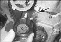  Снятие, проверка состояния и установка зубчатых колес и натяжителя Skoda Felicia