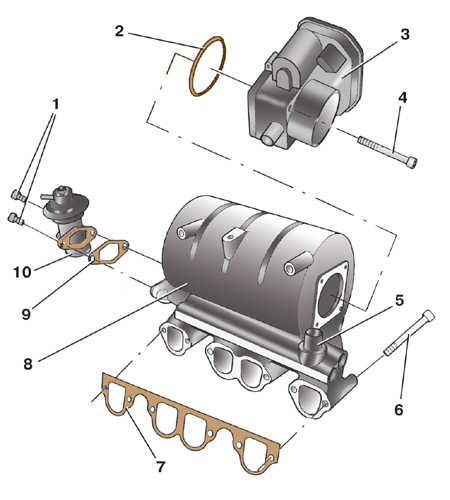  Снятие и установка впускной трубы двигателя Skoda Fabia