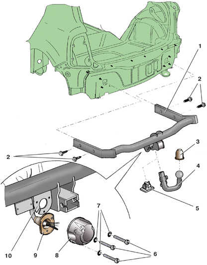  Снятие и установка тягово-сцепного устройства Skoda Fabia