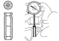 Измерение нутрометром внутреннего диаметра направляющих втулок клапанов