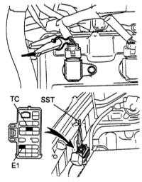  Проверка и регулировка установки угла опережения зажигания/впрыска   топлива бензинового двигателя Toyota Land Cruiser