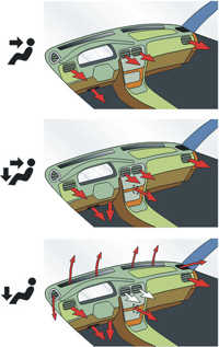  Регулировка направления потока воздуха Toyota Corolla